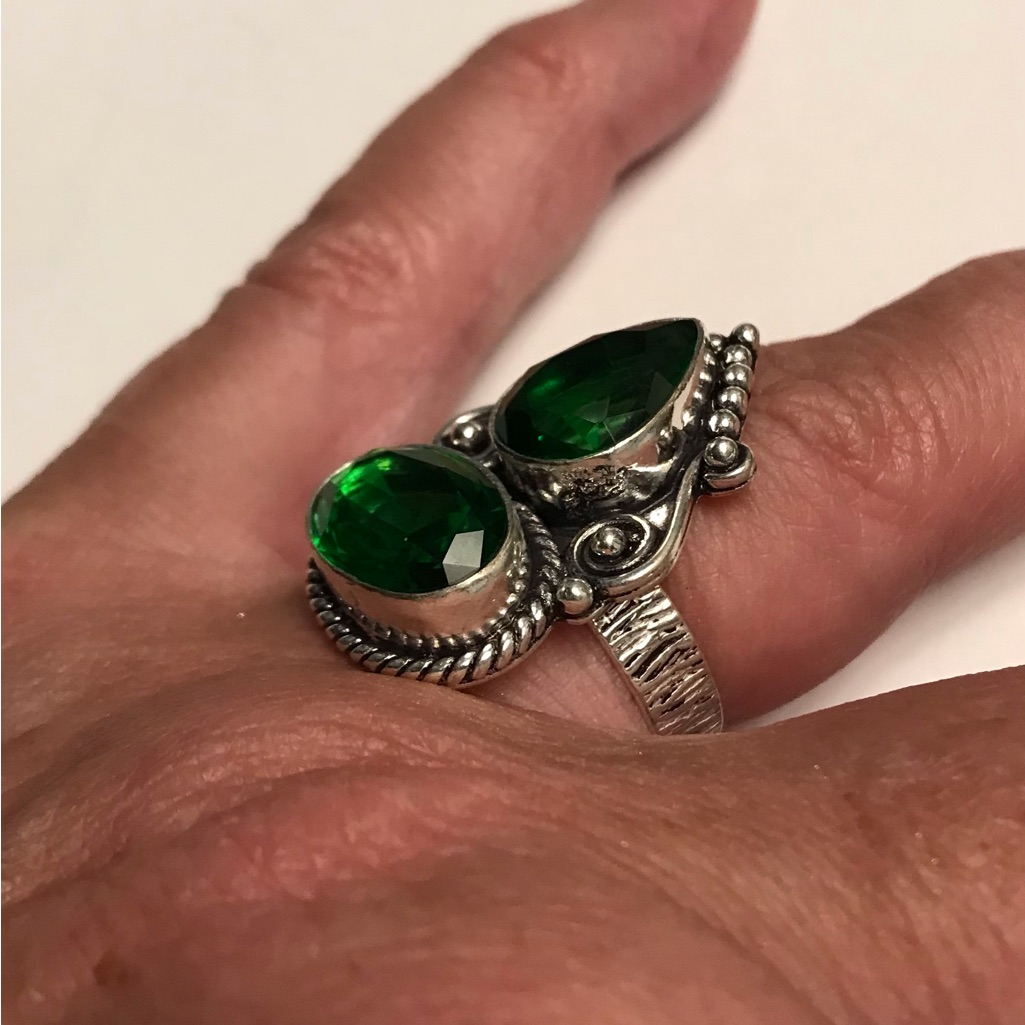 Tsavorite Stamped 925 Sterling Silver Ring 98$